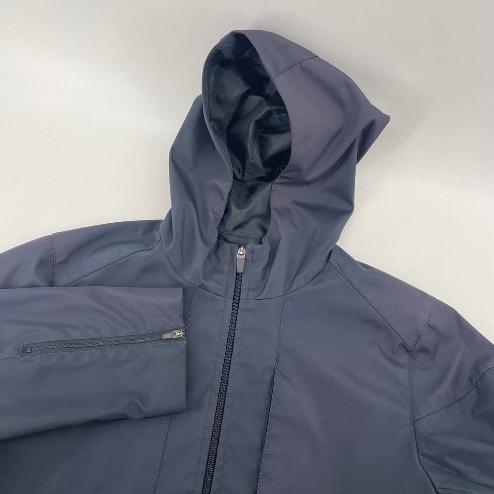 Banana Republic Hooded Jacket Mens S Gray Zip Pocket Techwear Windbreaker